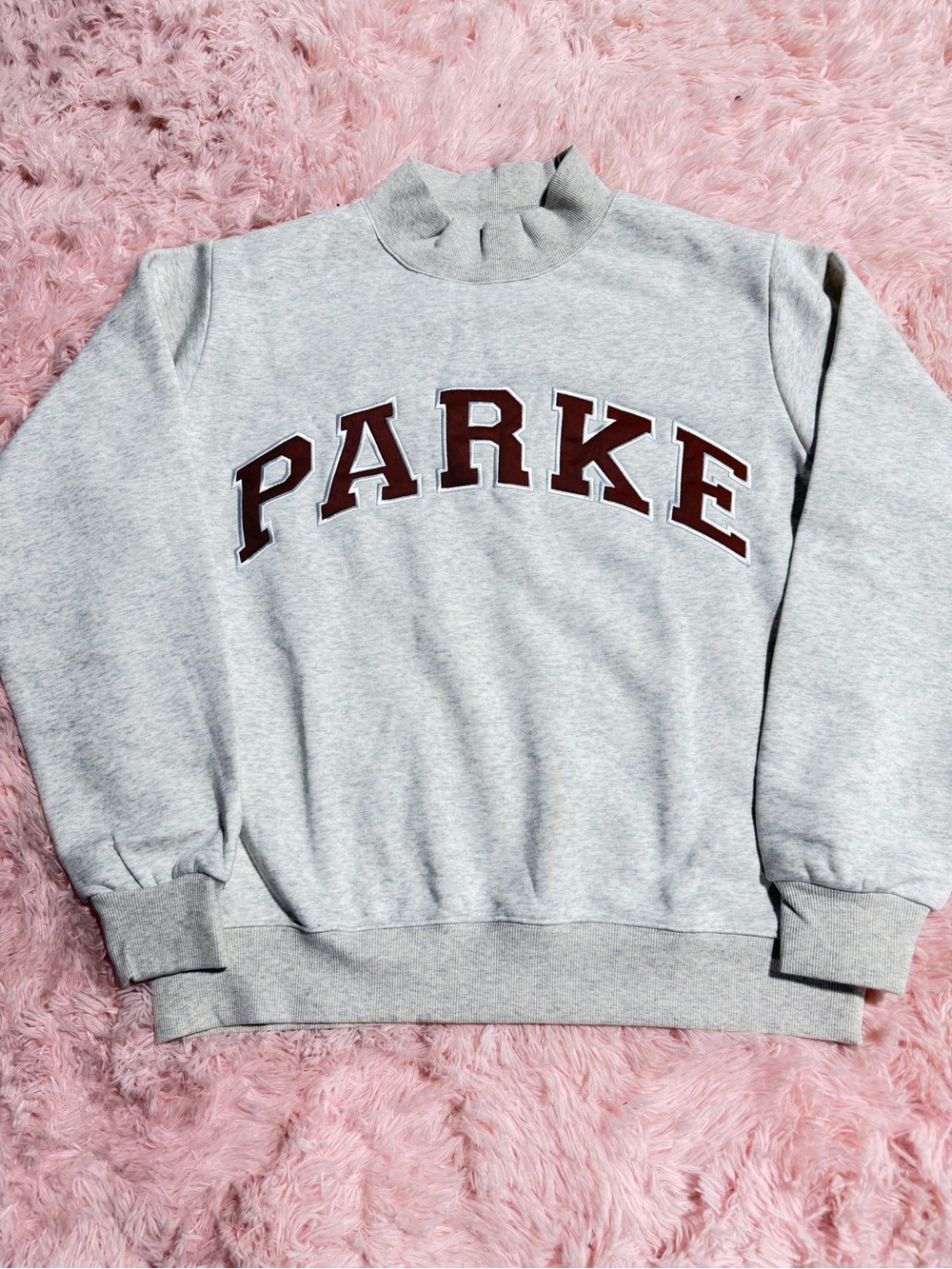 Parker Light Gray Crewneck Sweatshirt with Maroon Lettering